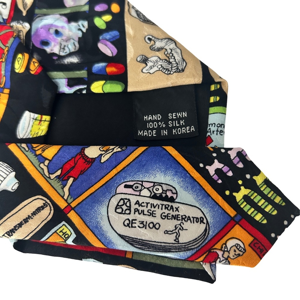 Nicole Miller Neck Tie Hand Sewn Novelty Medical Doctor Graphics Vintage NWOT - Picture 4 of 14